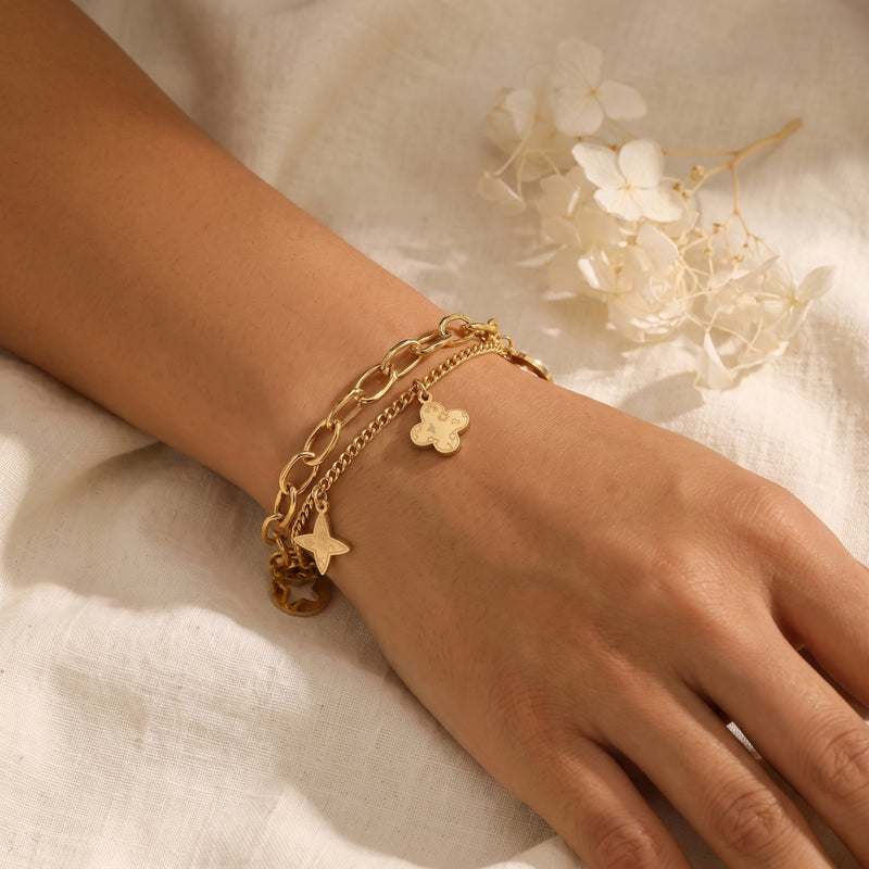 The Layered Clover Charm Bracelet
