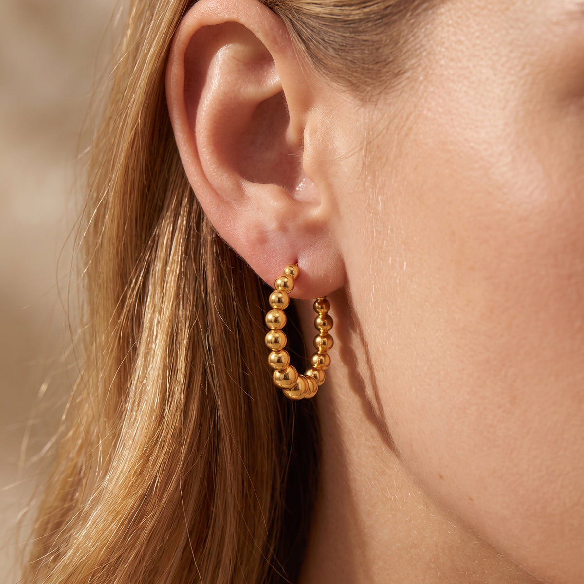 The Graduated Beaded Hoop Earrings