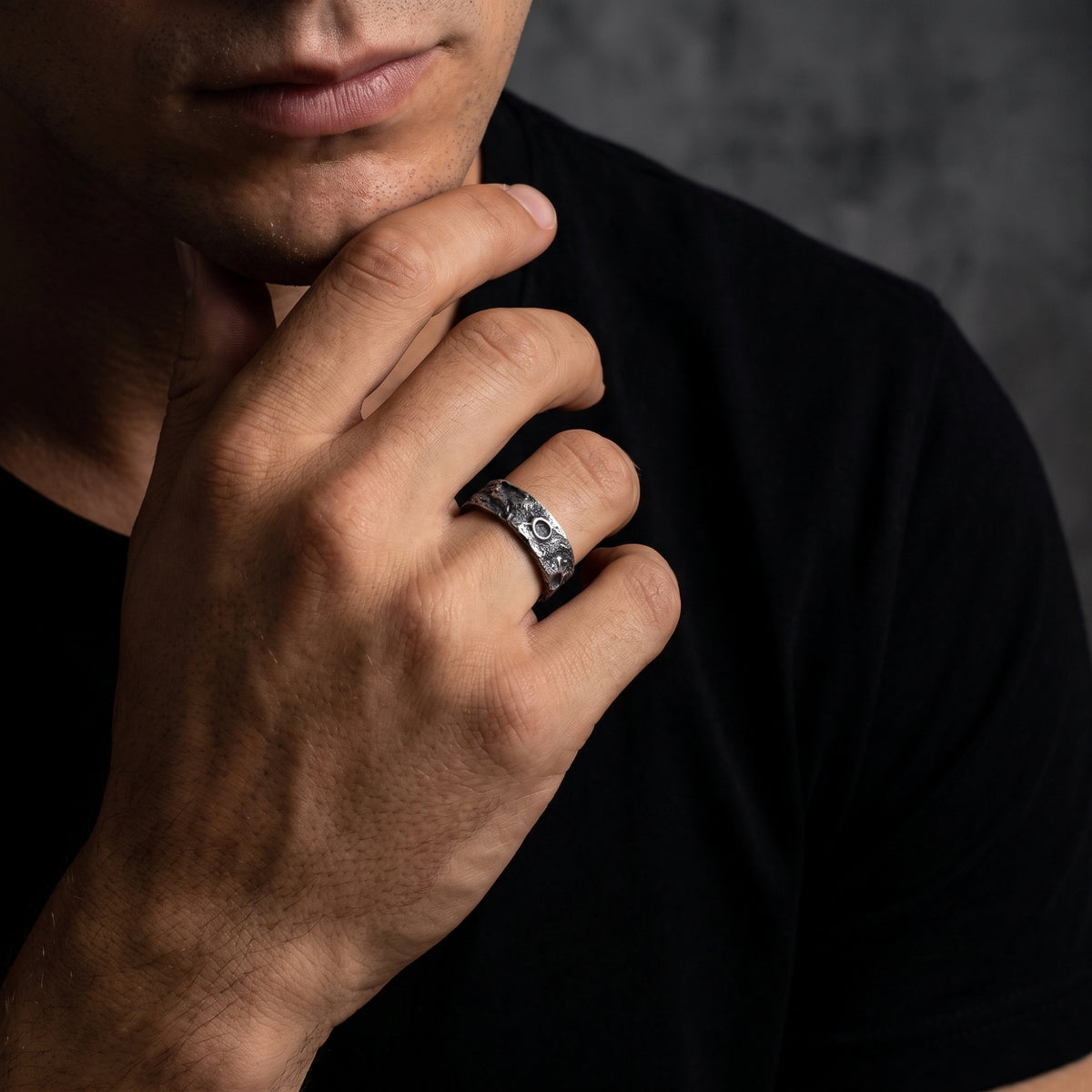 The Lunar Crater Open Band Ring