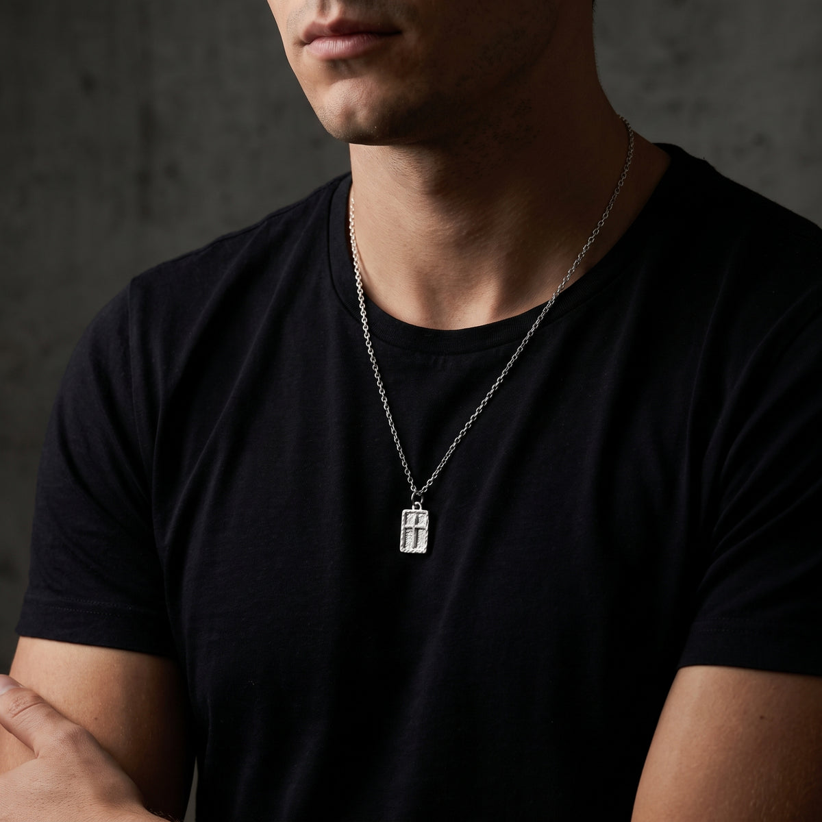 The Textured Cross Pendant Necklace