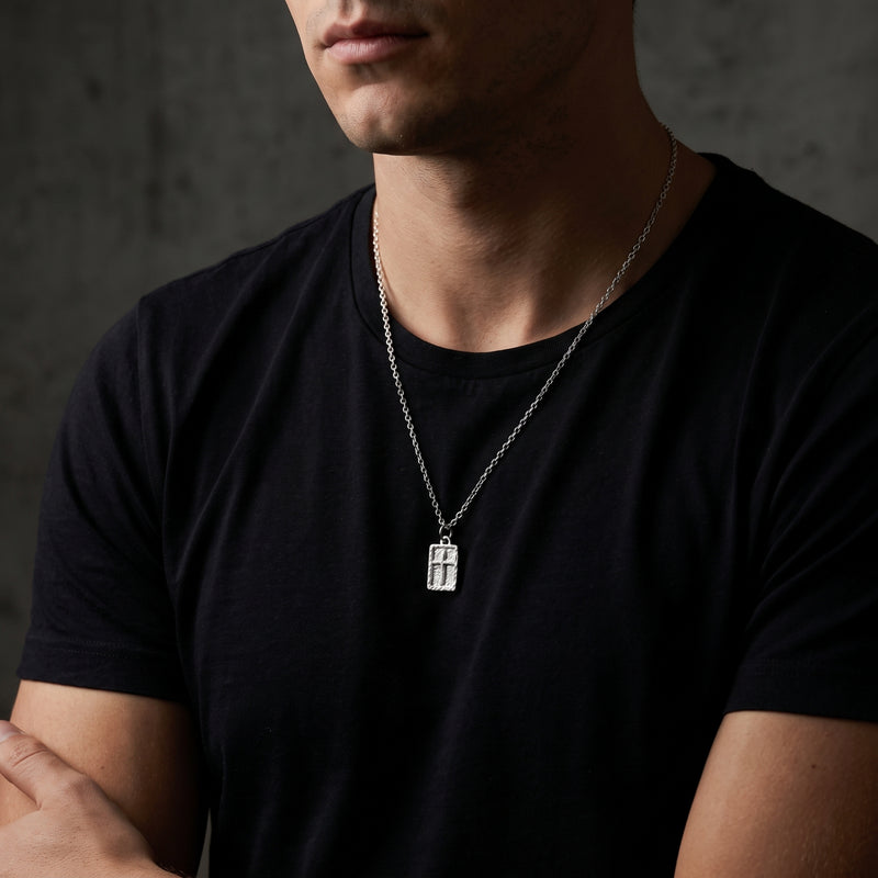 The Textured Cross Pendant Necklace