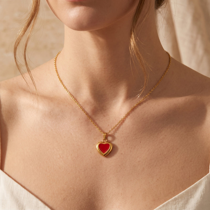 The Red Enamel Heart Necklace