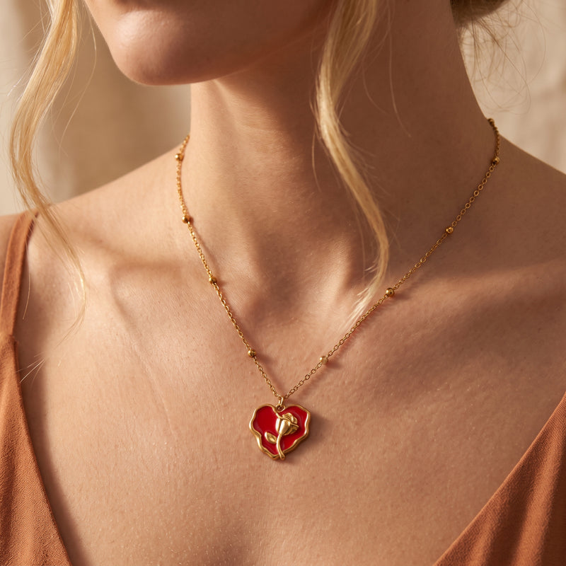 The Scarlet Rose Heart Necklace