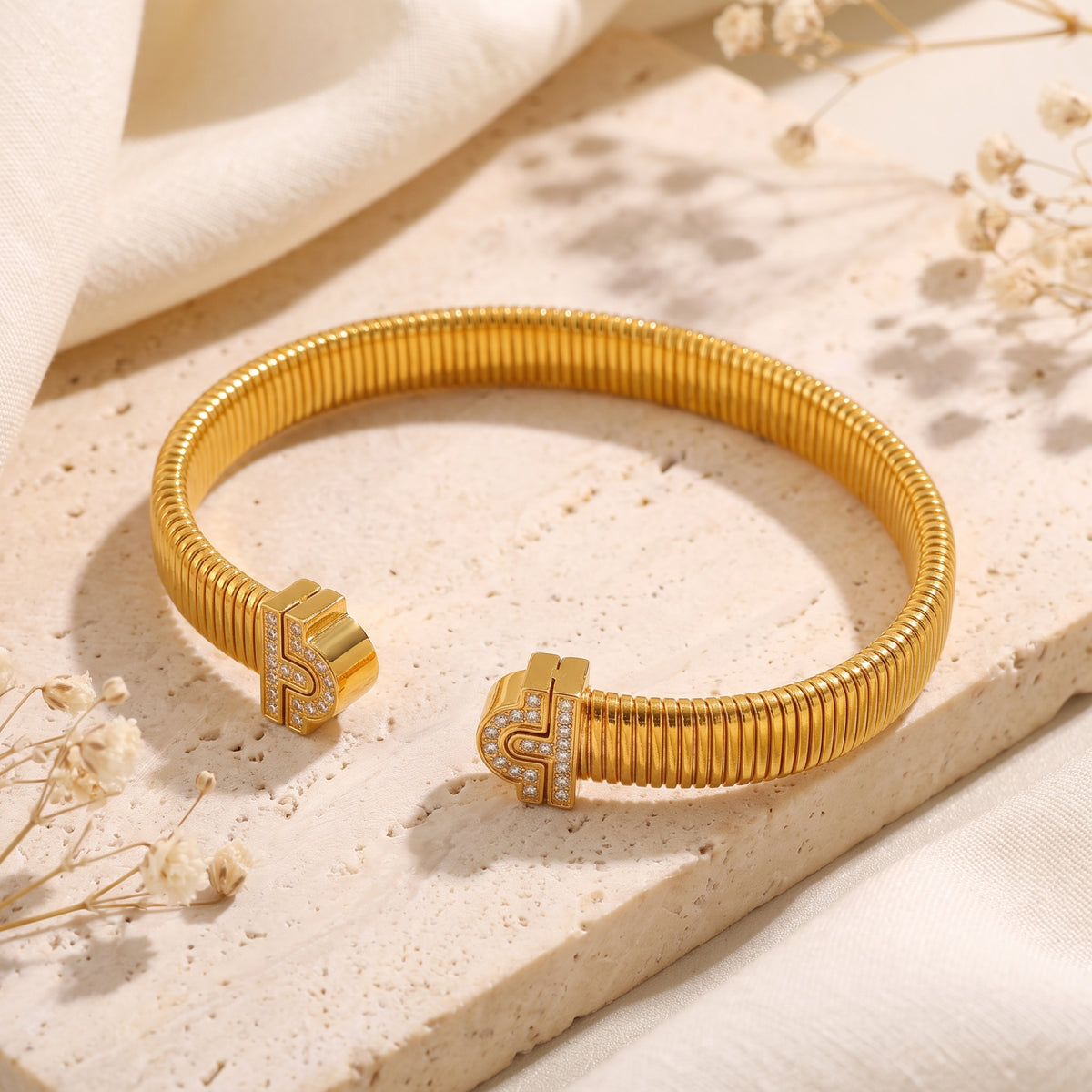 The Ribbed Pave Cuff Bracelet