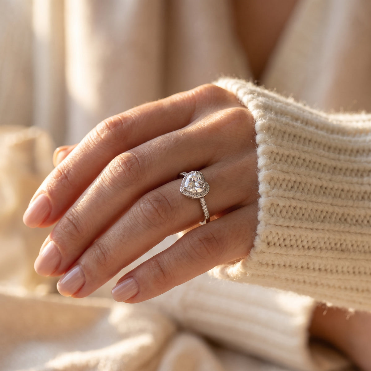 The Cherished Heart Halo Ring