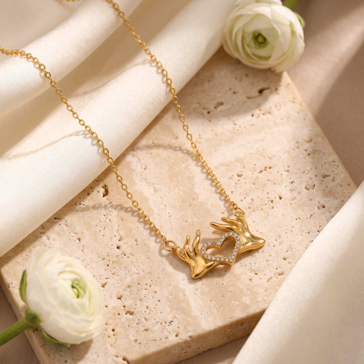The Heart Hands Pendant Necklace