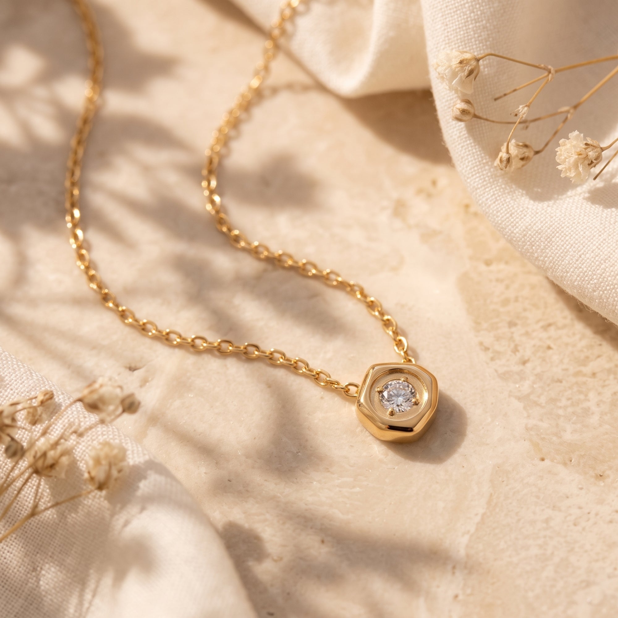 The Hexagon Bezel Necklace