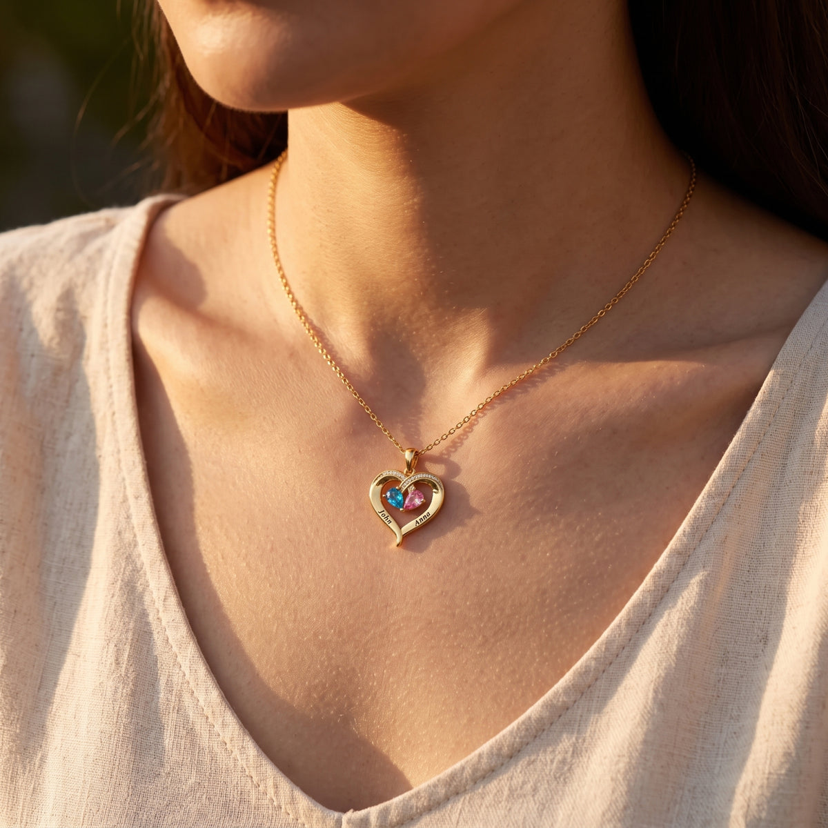 The Dual Birthstone Heart Necklace