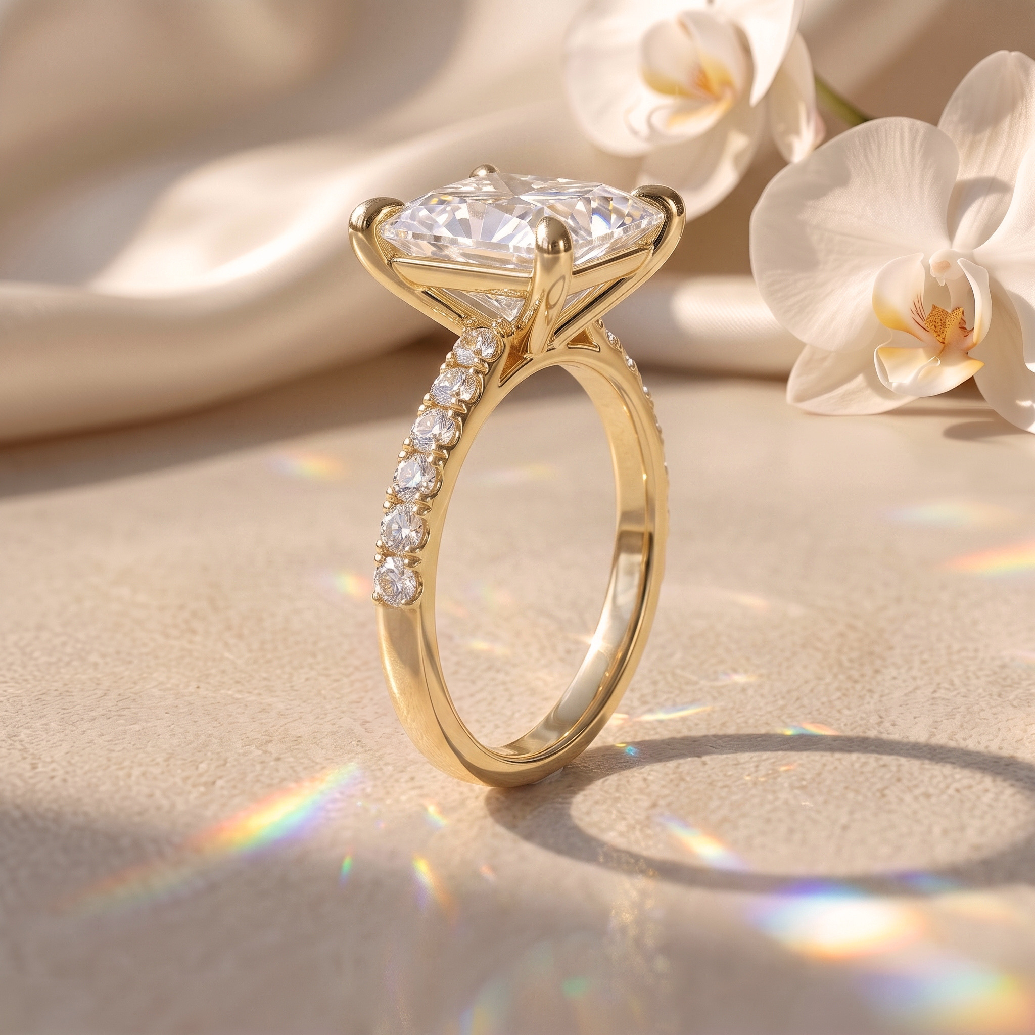 The Opaline - 5CT Princess Cut Pavé Solitaire Ring