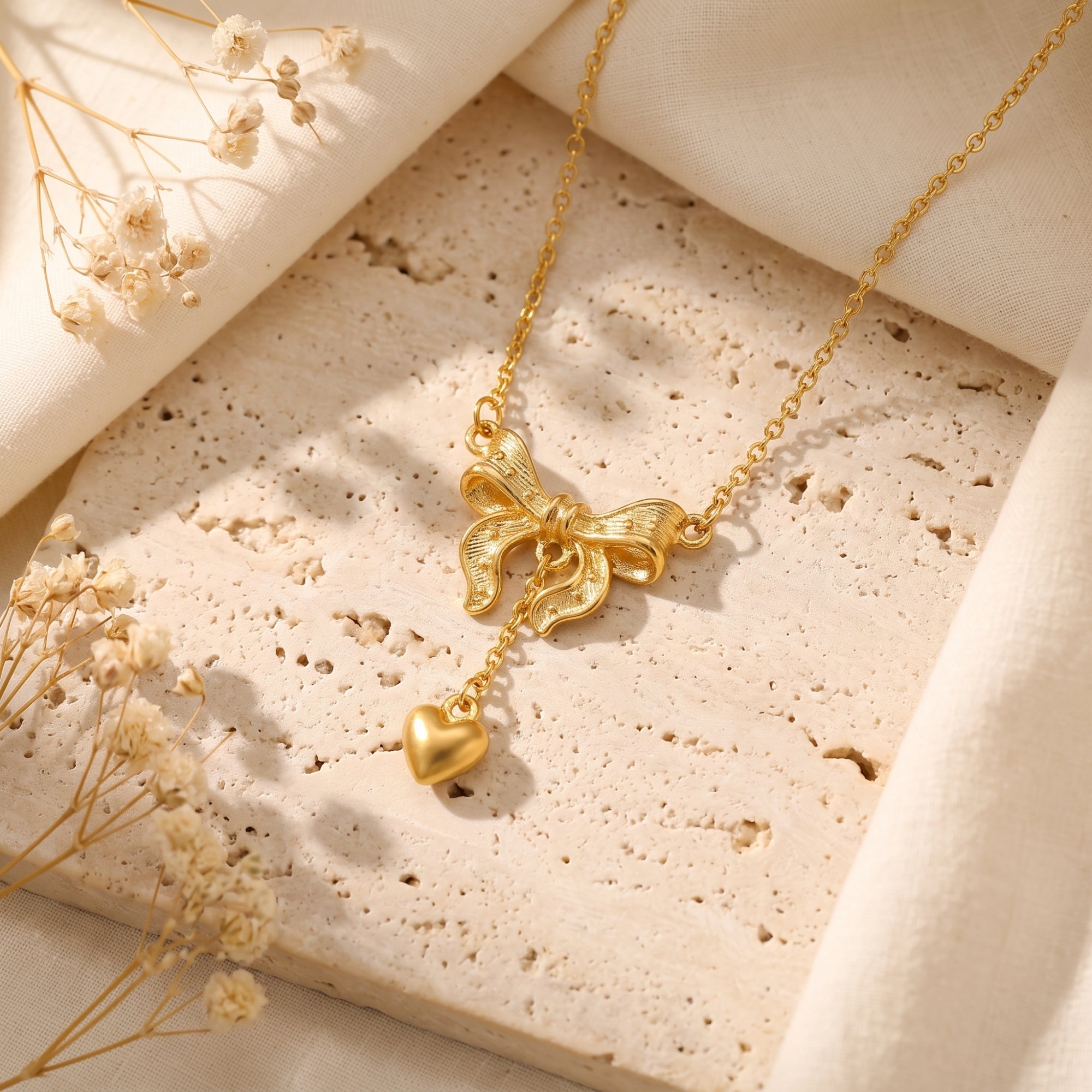The Bow & Heart Pendant Necklace