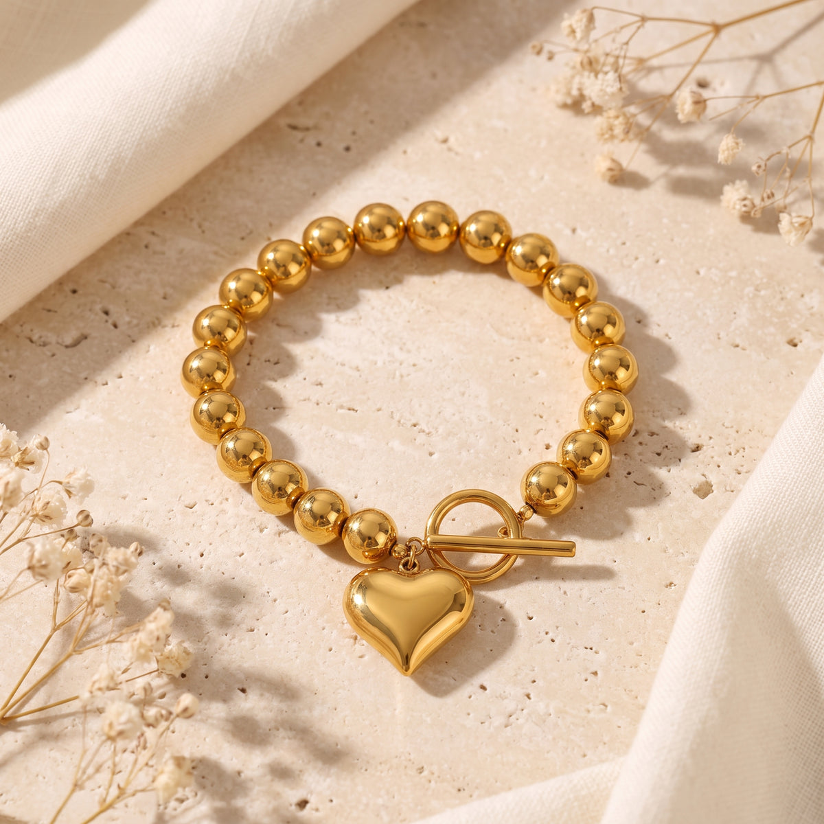 The Heart Toggle Bead Bracelet