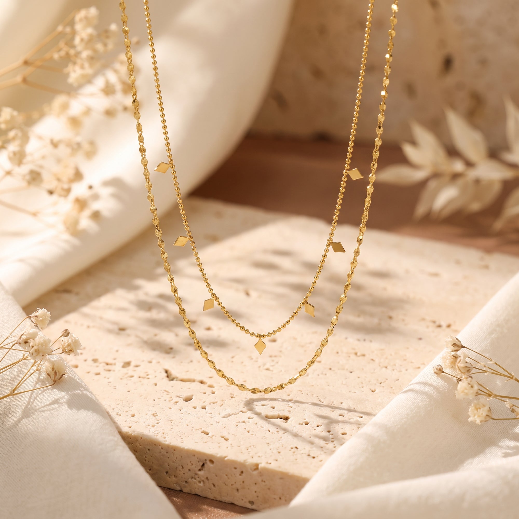 The Layered Rhombus Drop Necklace