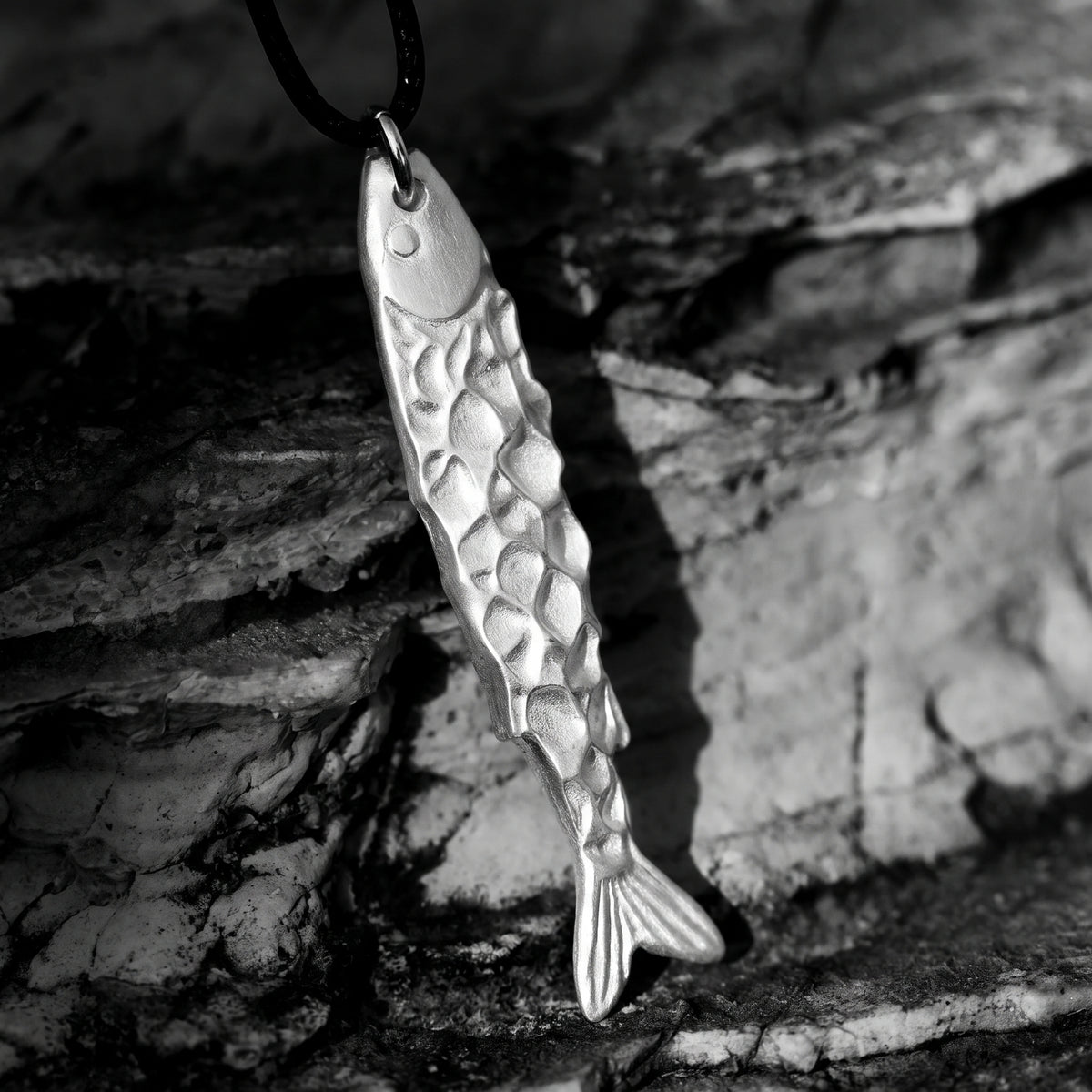 The Textured Fish Pendant Necklace