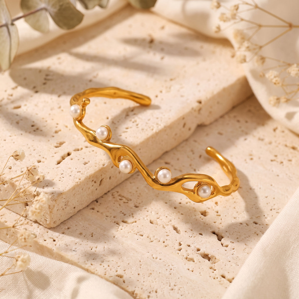 The Sculptural Pearl Cuff Bracelet