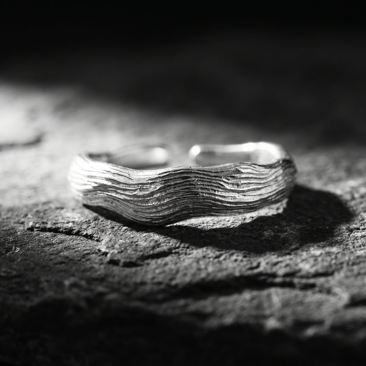 The Textured Wave Open Band Ring