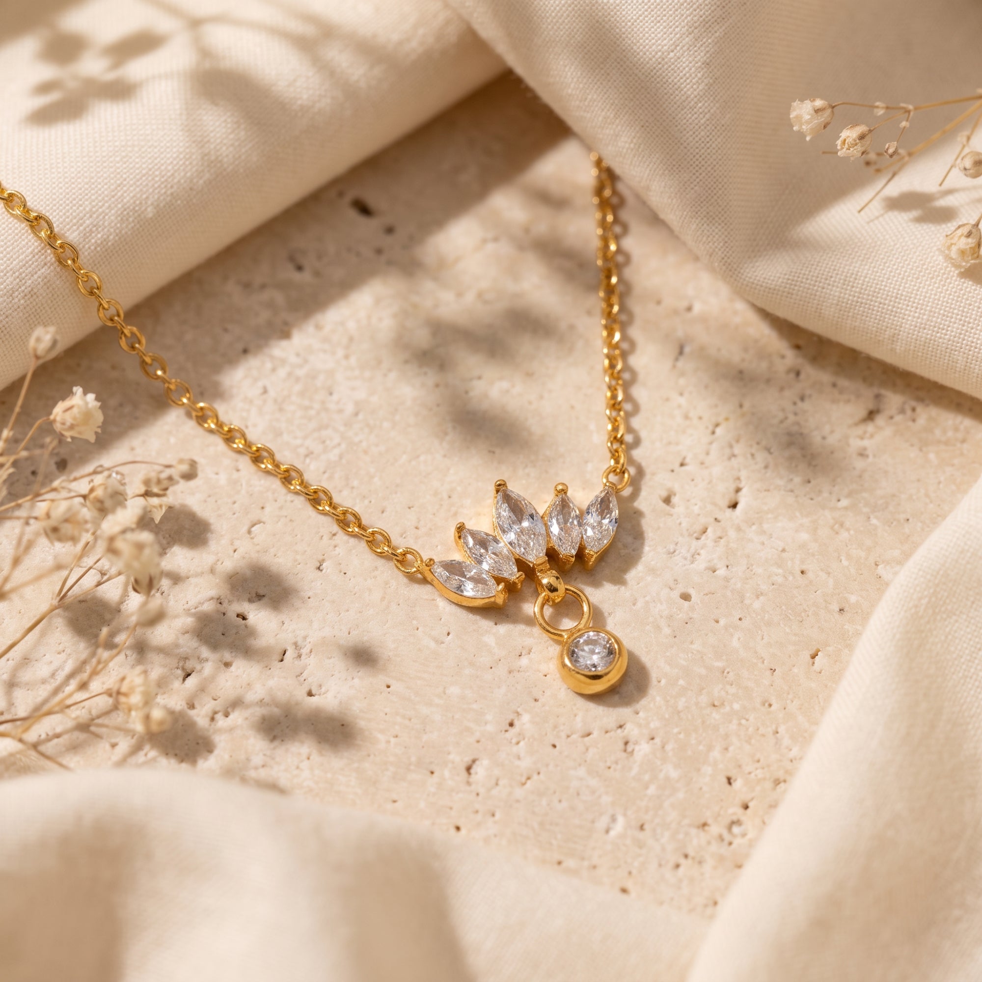 The Lotus Marquise Drop Necklace