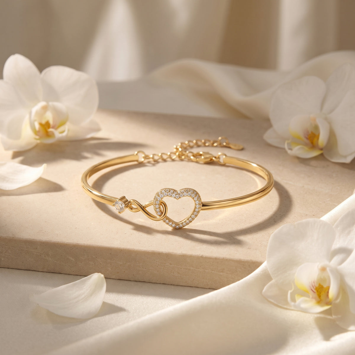The Linked Heart Bangle Bracelet