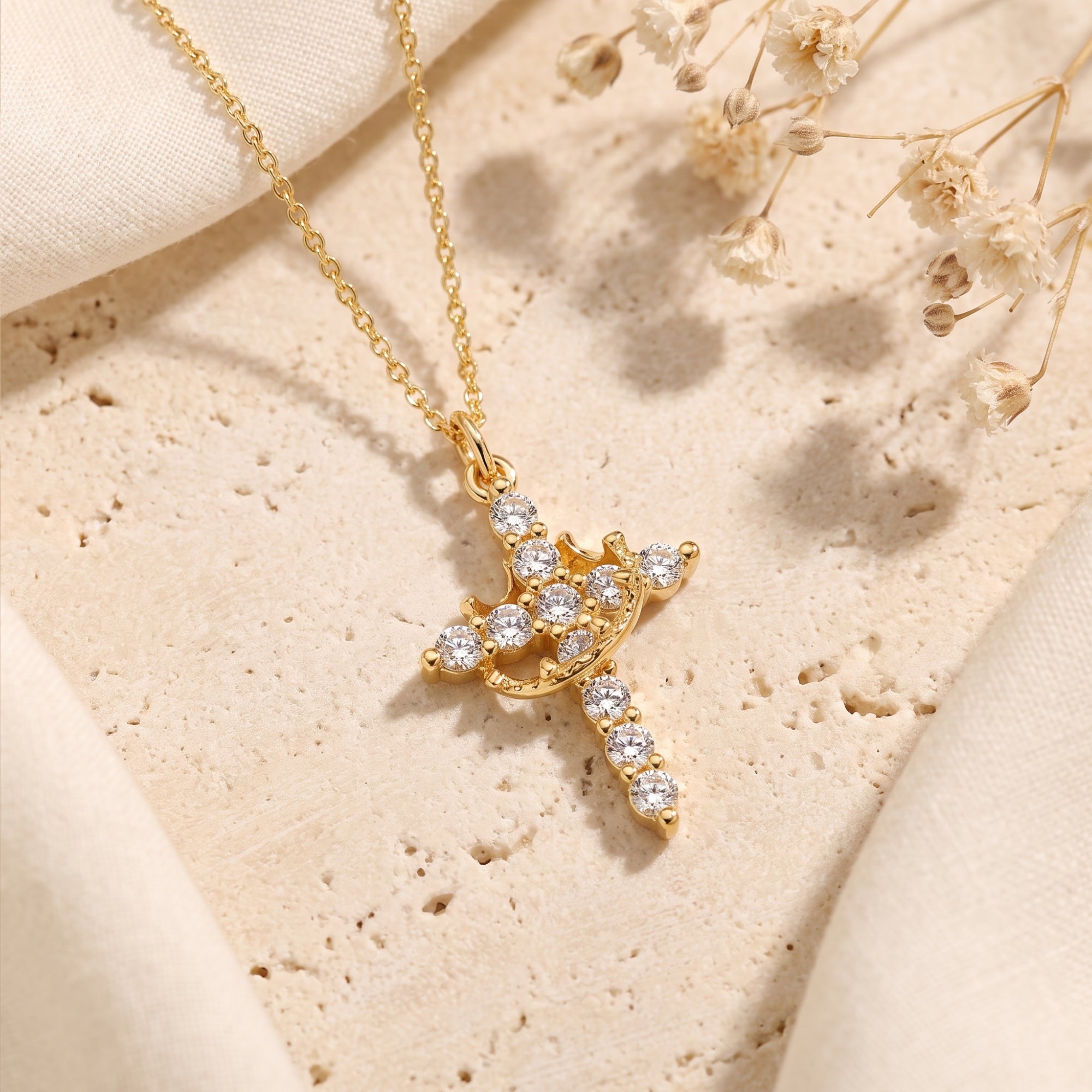 The Regal Crown Cross Necklace