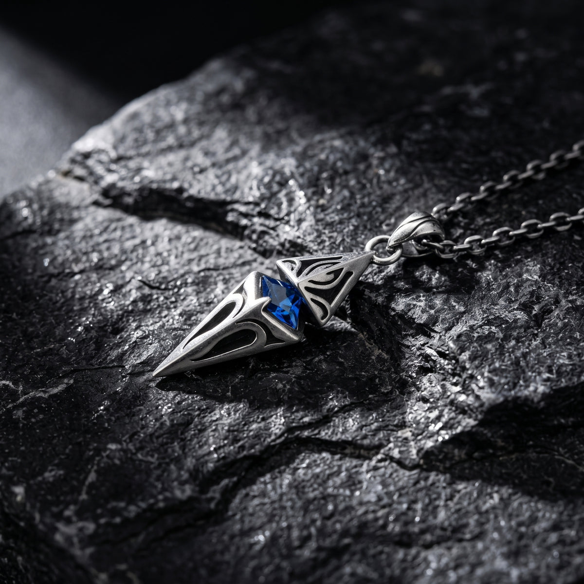 The Cobalt Prism Pendant Necklace