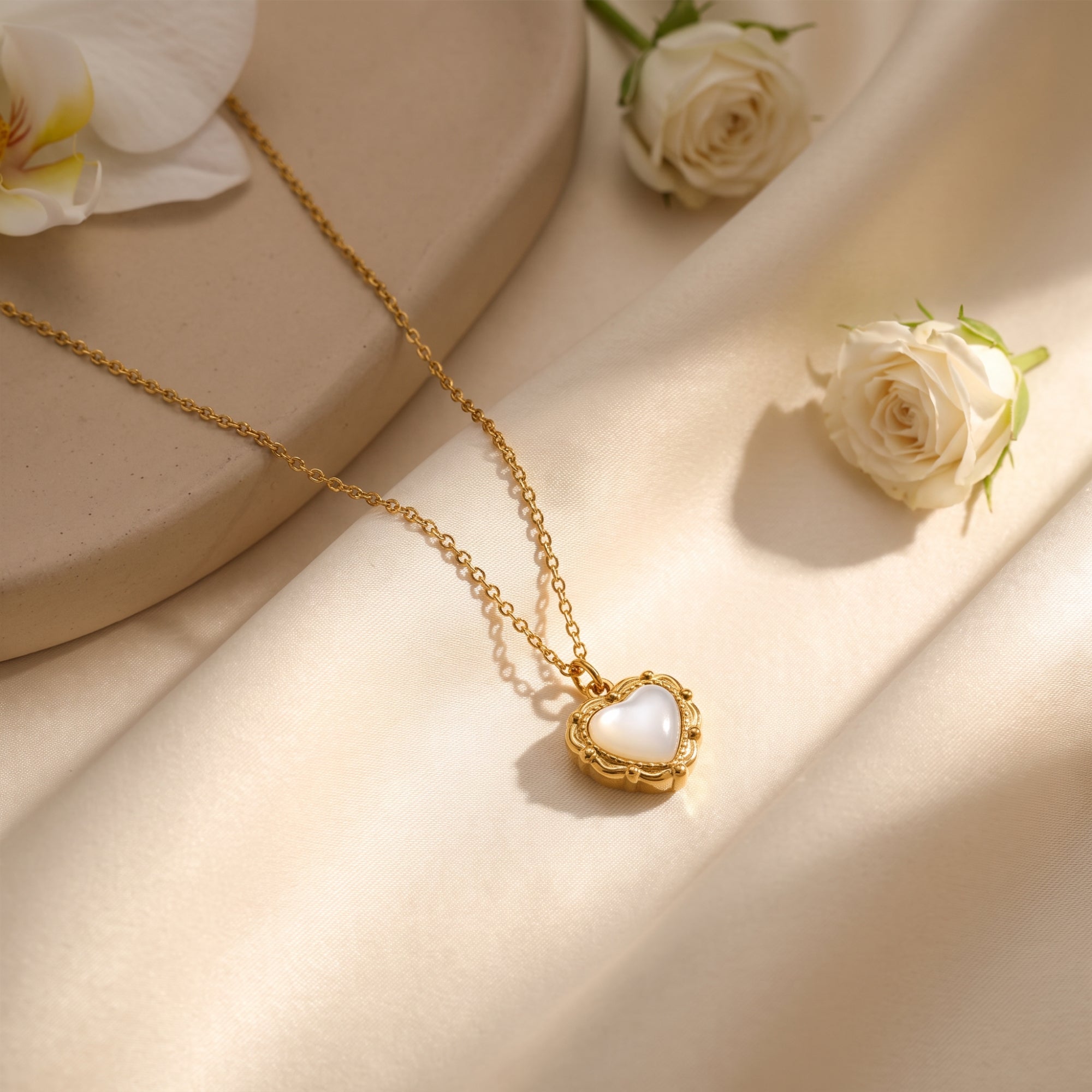 The Mother of Pearl Heart Necklace
