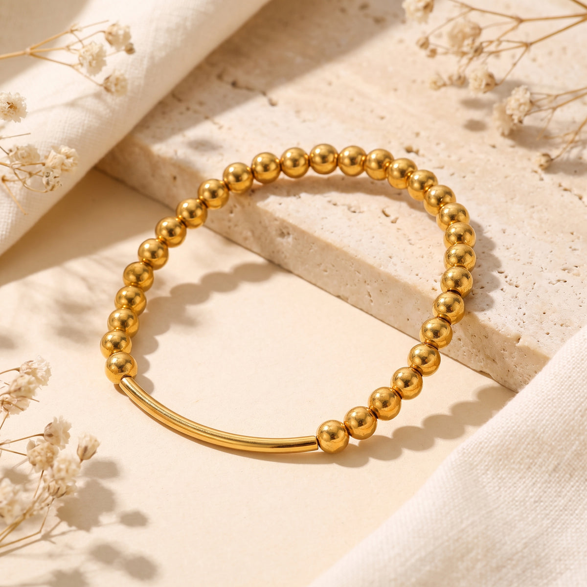 The Curved Bar Beaded Bracelet