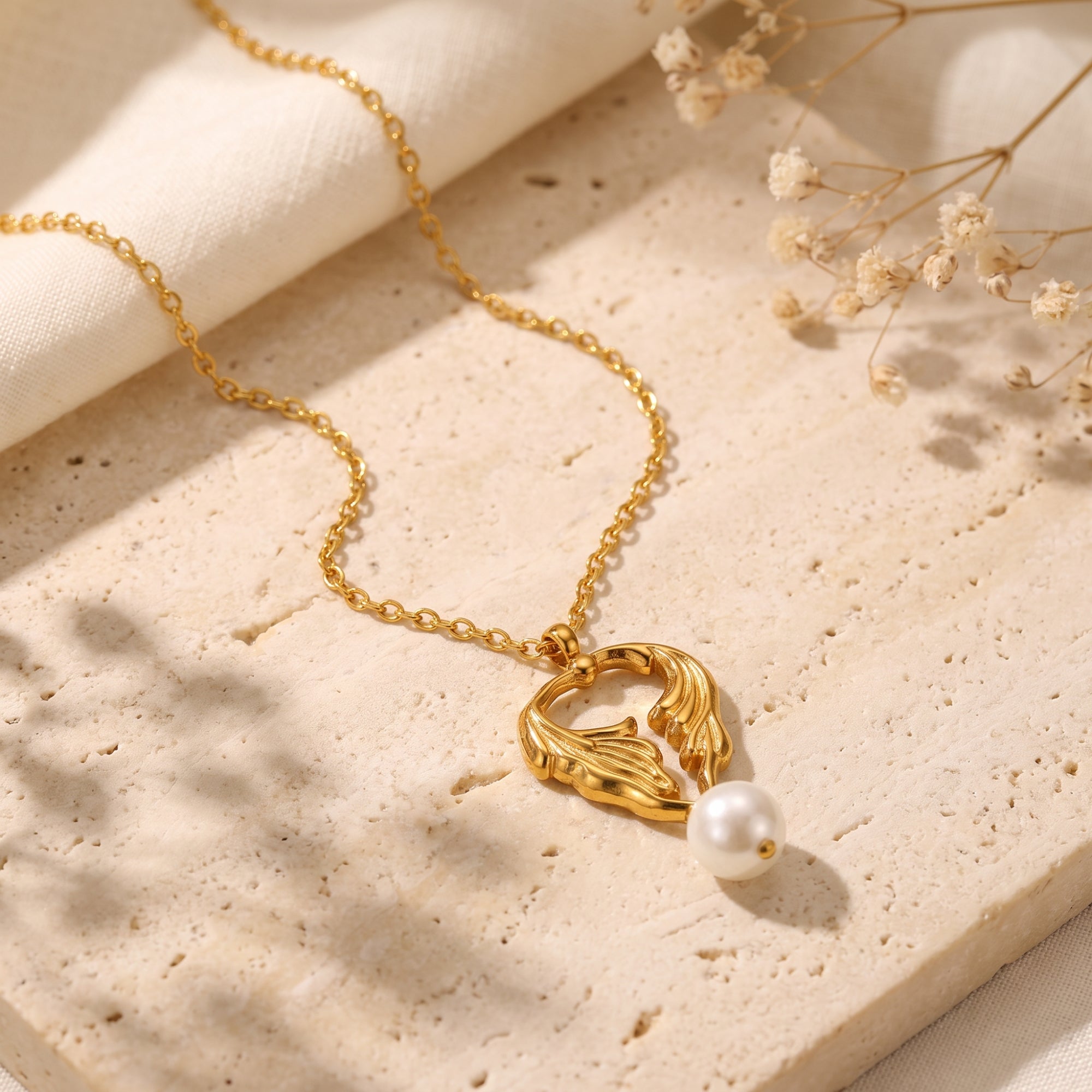 The Seraphina Leaf Pearl Necklace