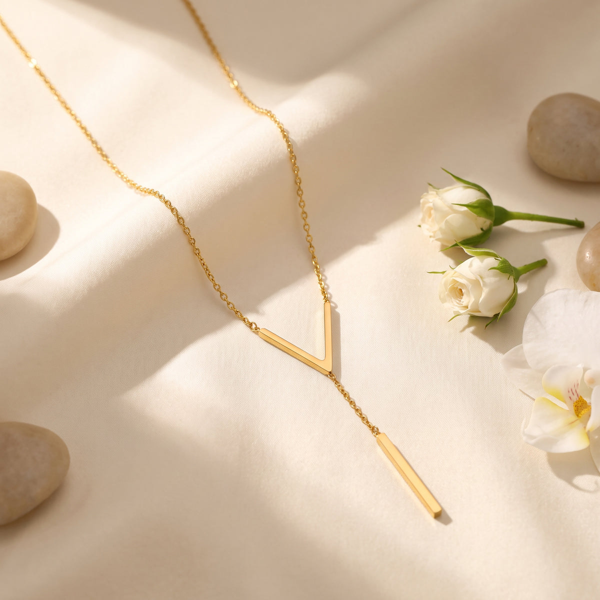 The Linear Chevron Lariat Necklace