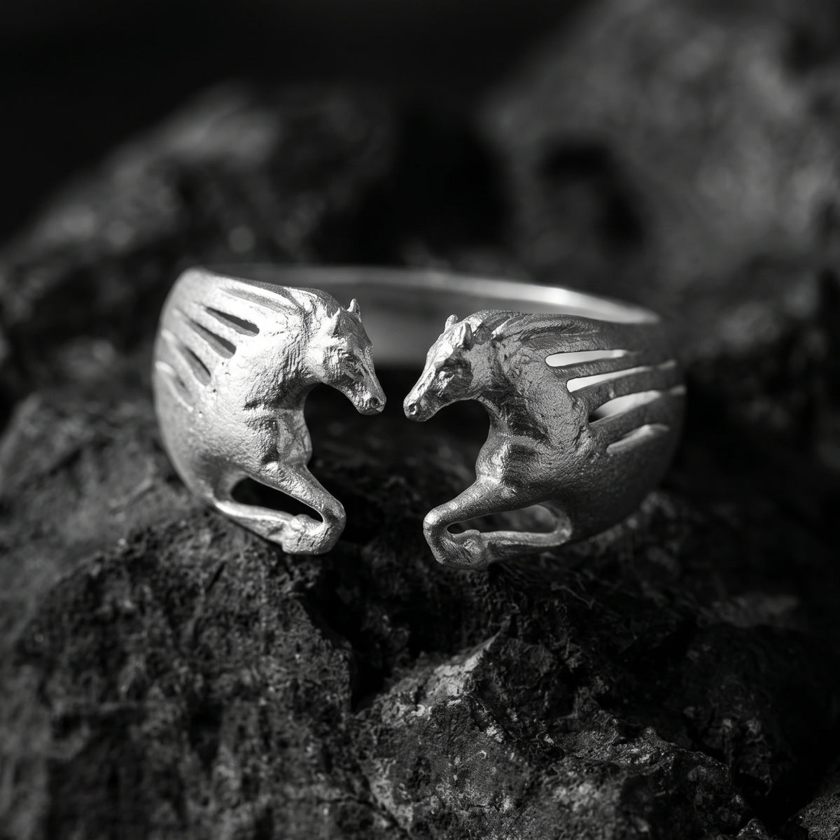 The Dual Horse Open Ring