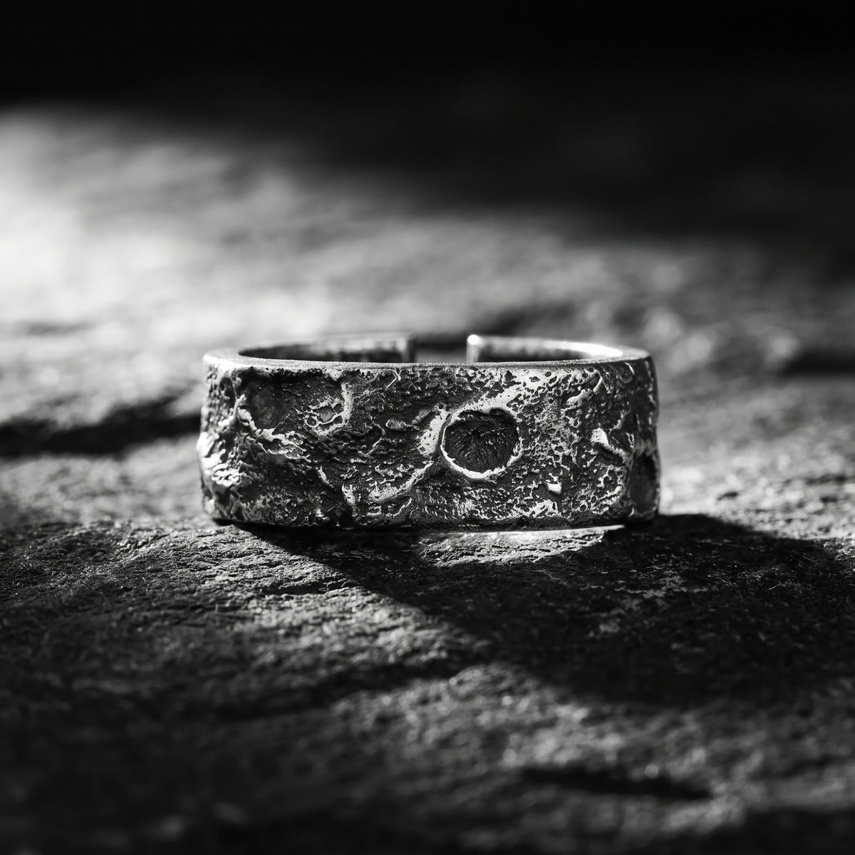 The Lunar Crater Open Band Ring