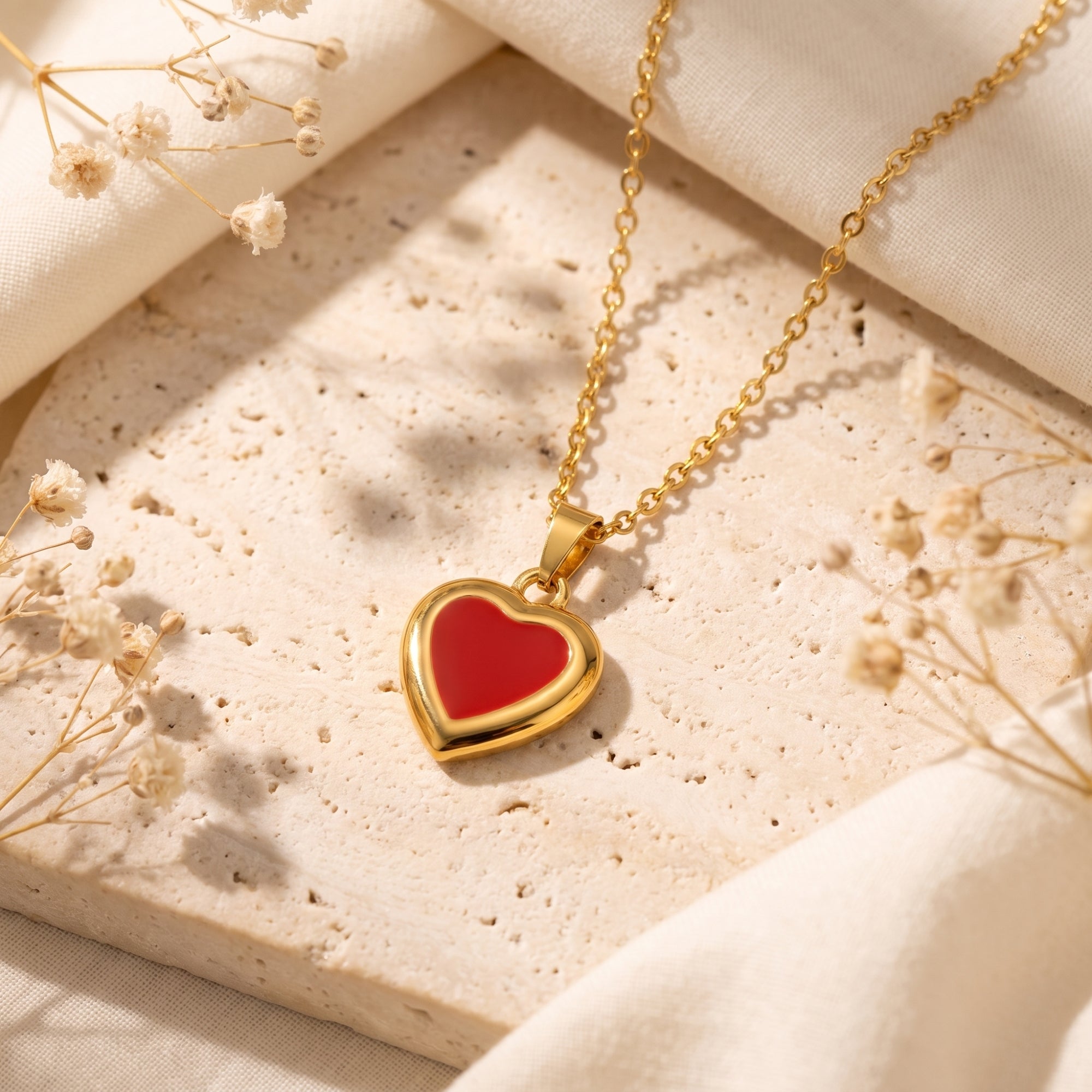 The Red Enamel Heart Necklace