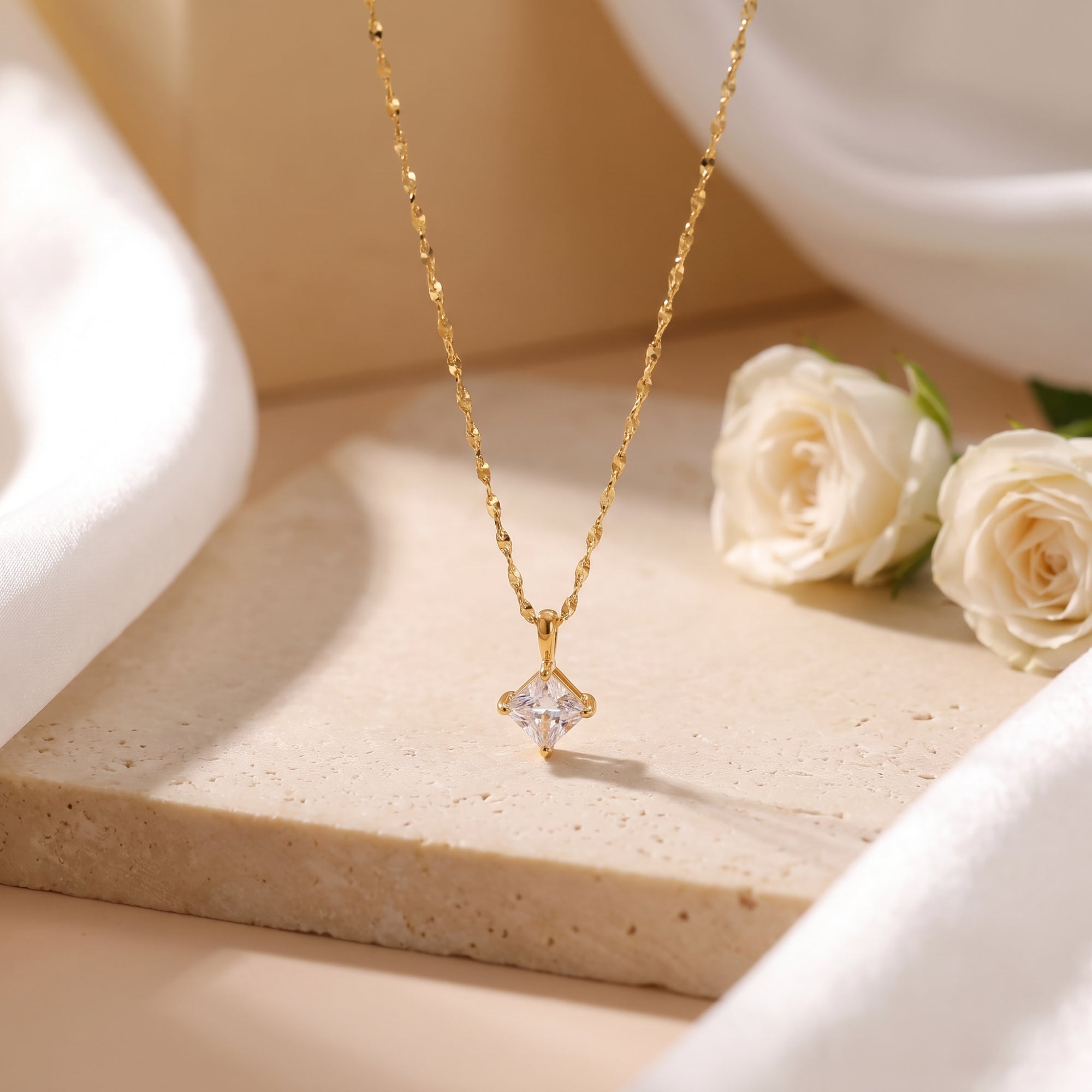 The Square Solitaire Necklace