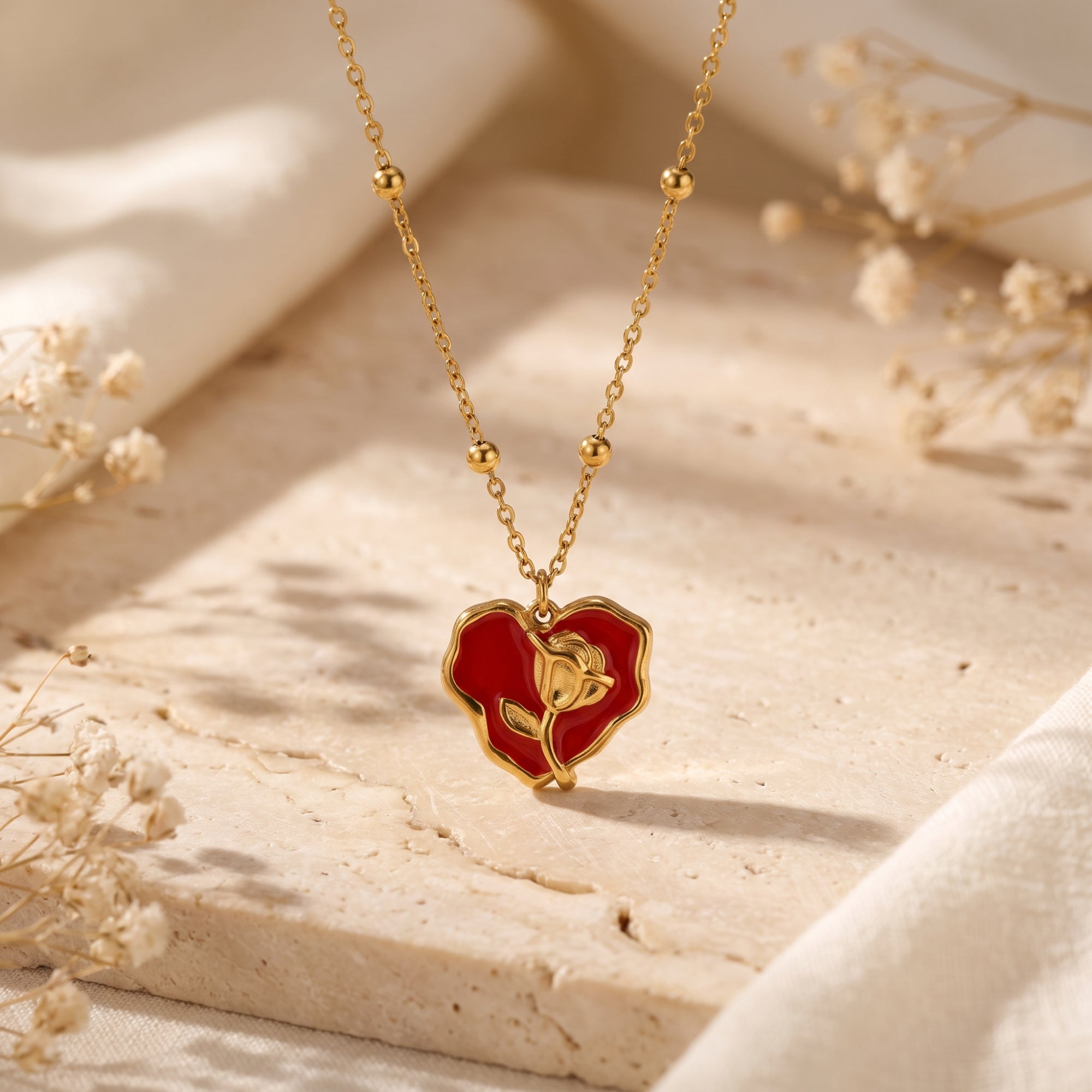 The Scarlet Rose Heart Necklace
