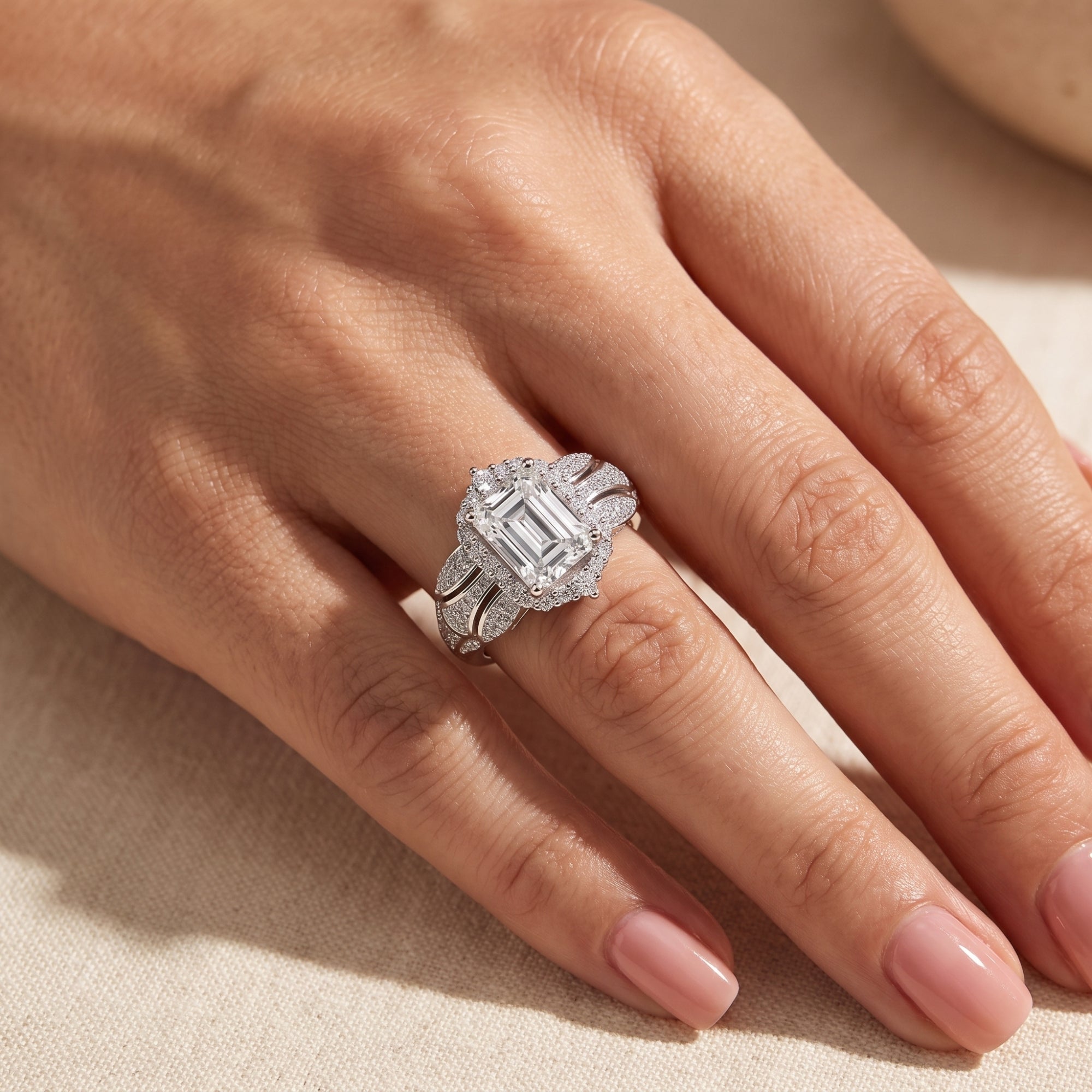 The Elysian Emerald Halo Ring
