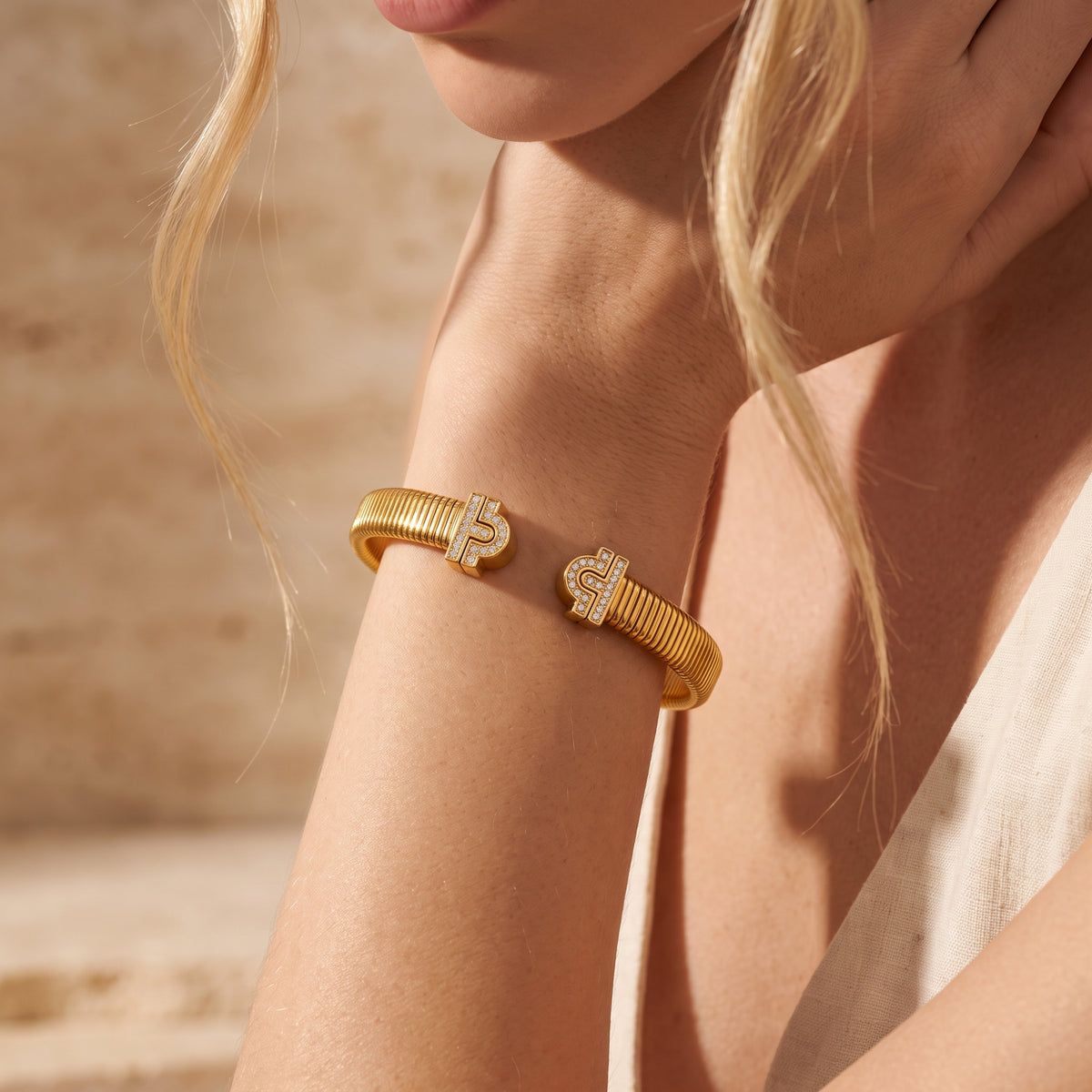 The Ribbed Pave Cuff Bracelet