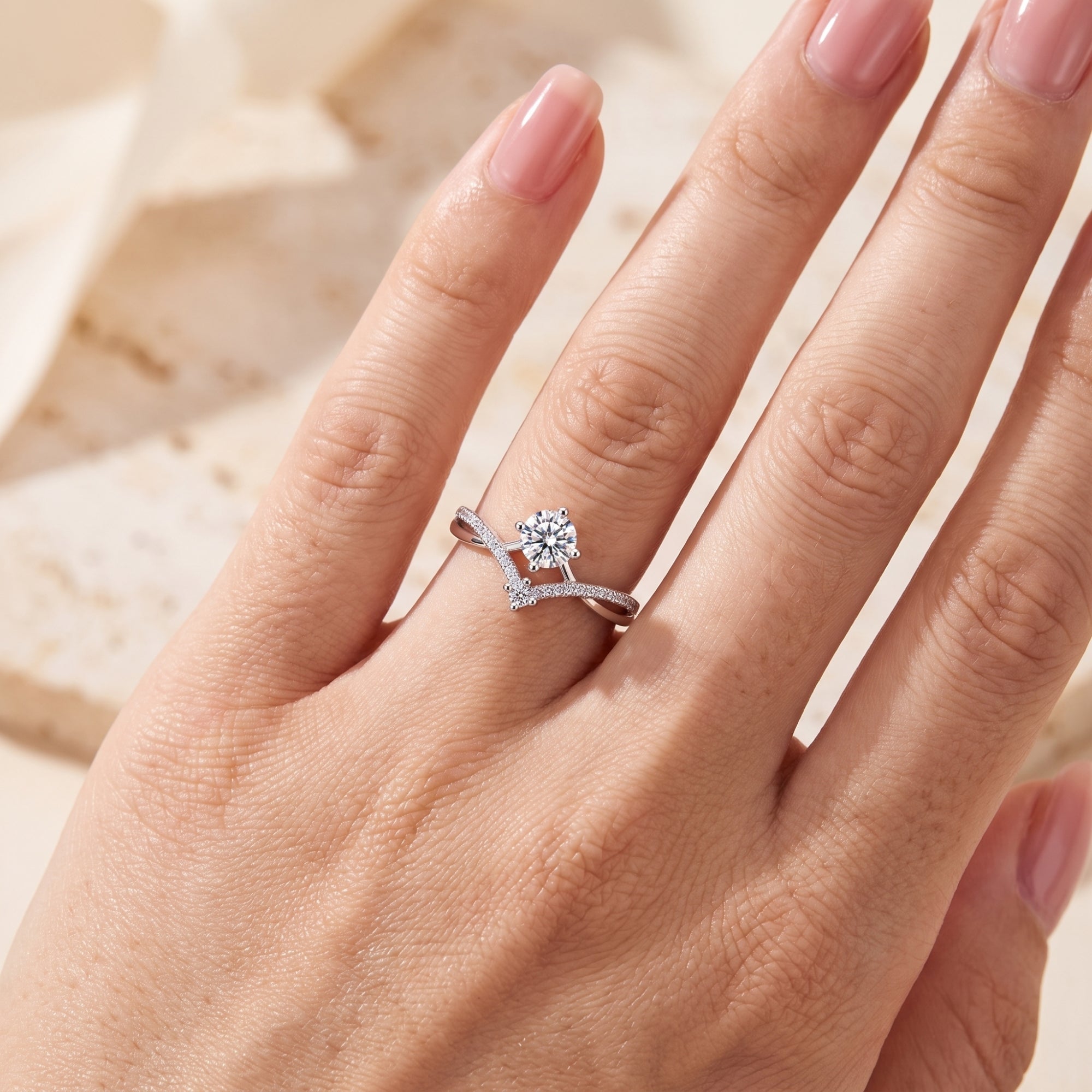 The Chevron Solitaire Ring