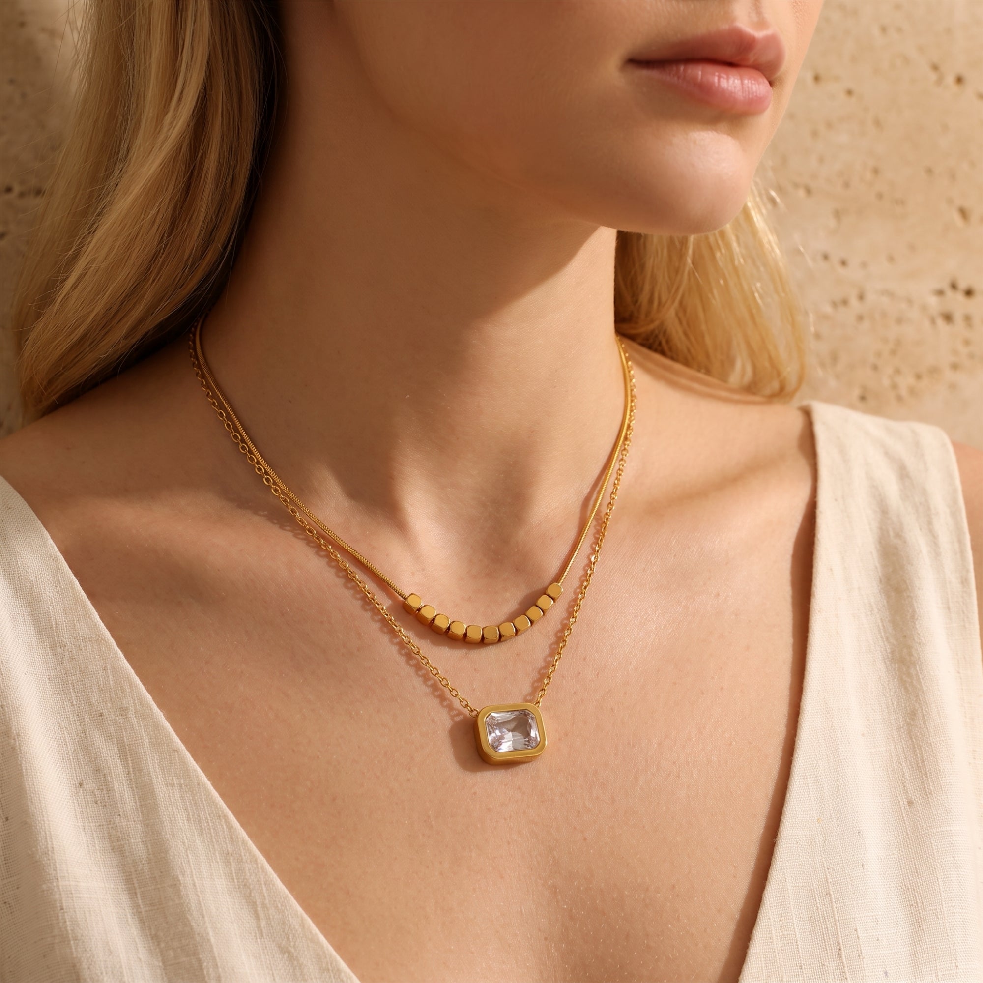 The Layered Square Pendant Necklace