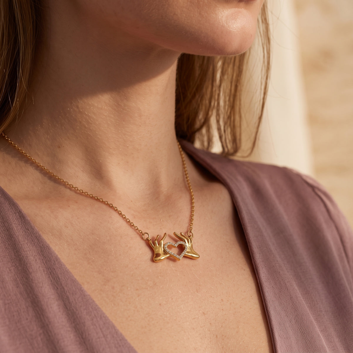 The Heart Hands Pendant Necklace