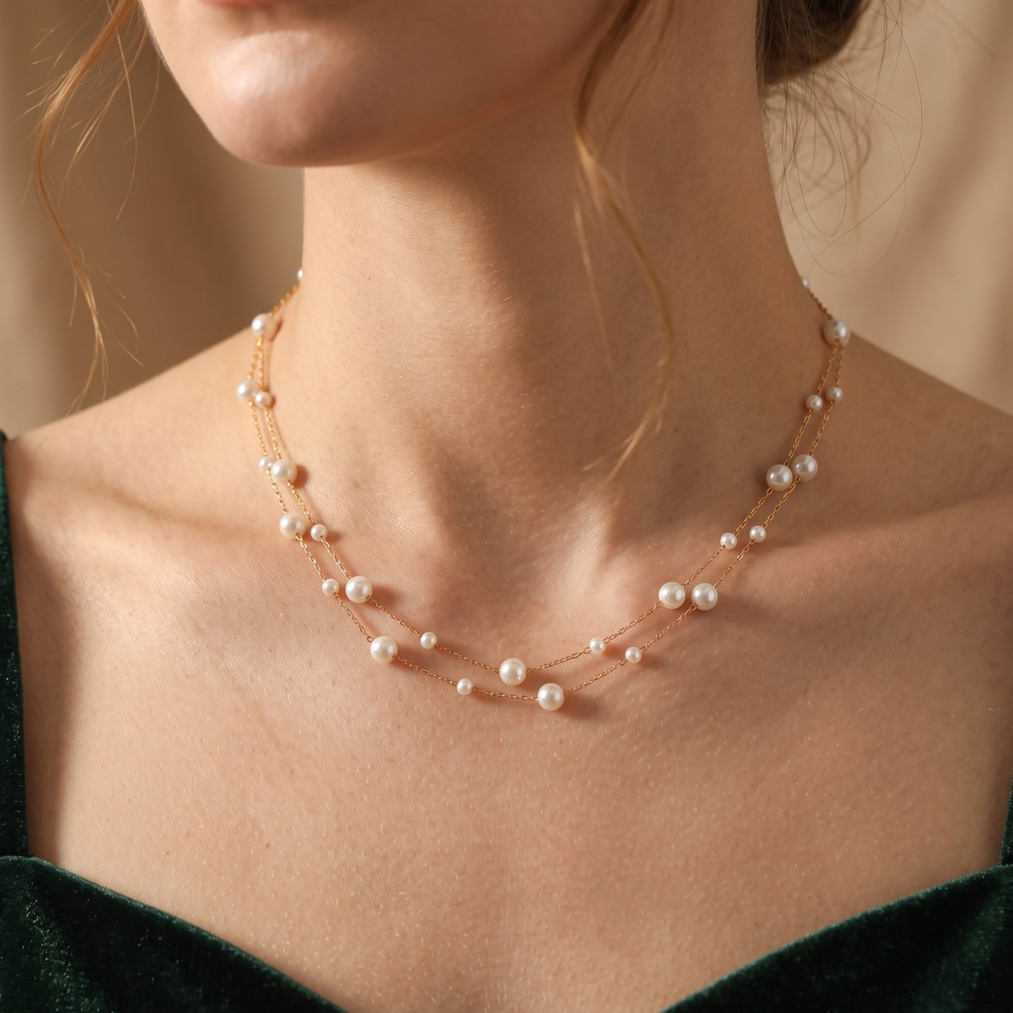 Le collier double rang de perles Celeste