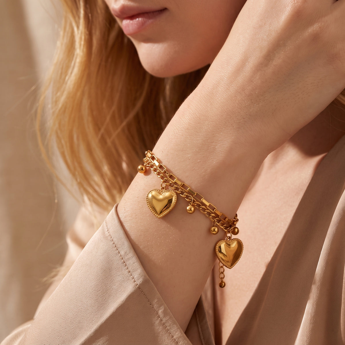 The Duet Heart Charm Bracelet
