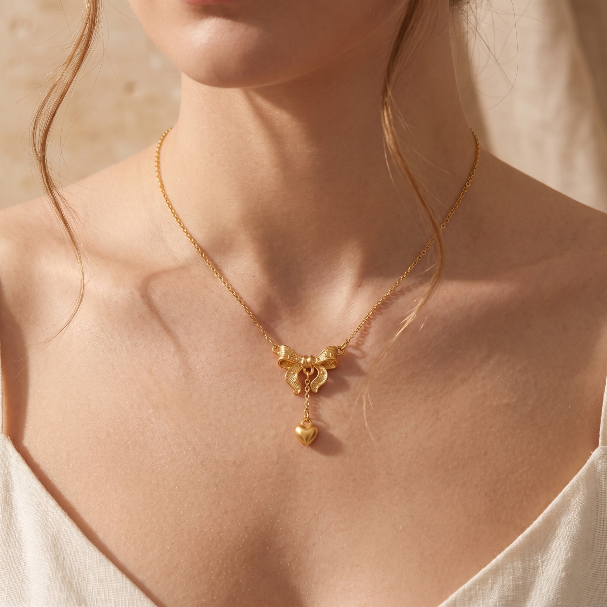 The Bow & Heart Pendant Necklace