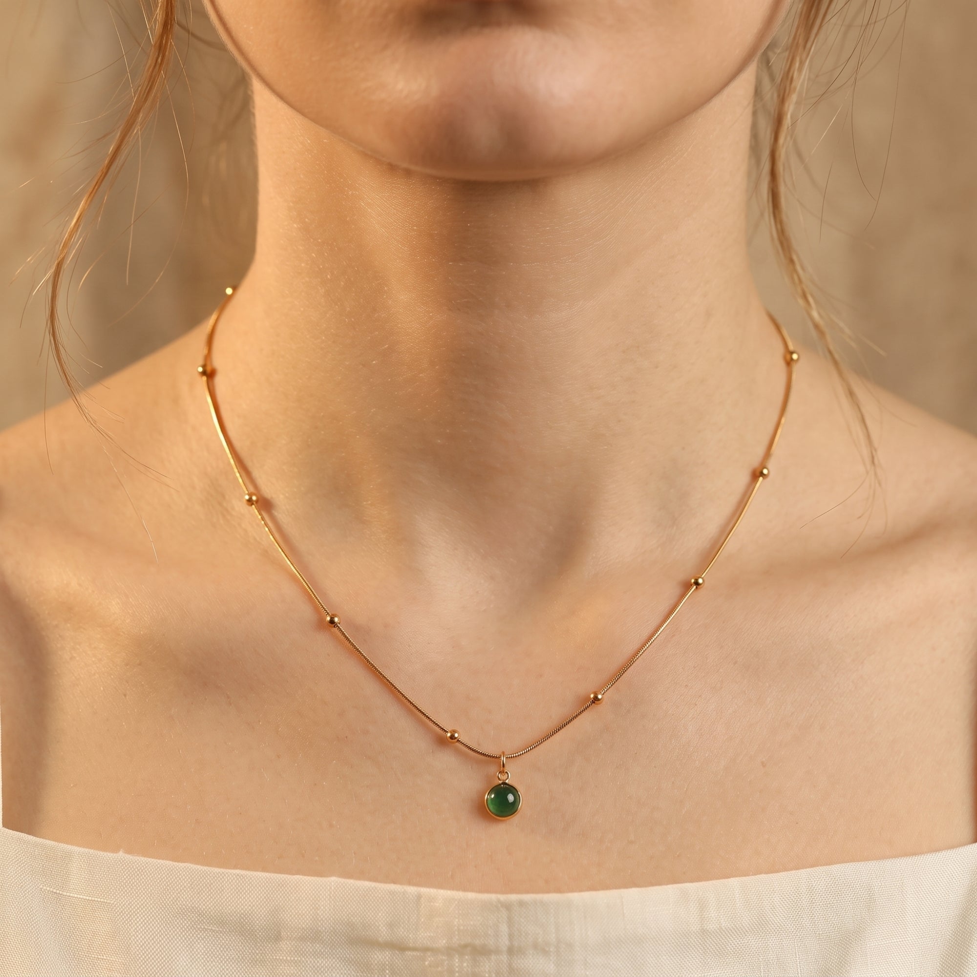The Verona Green Agate Necklace