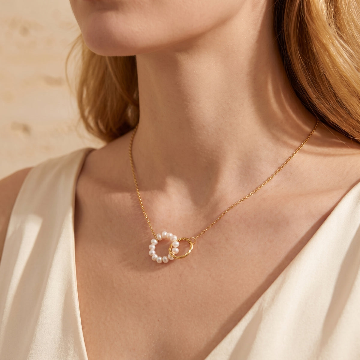 The Pearl Interlocking Circle Necklace