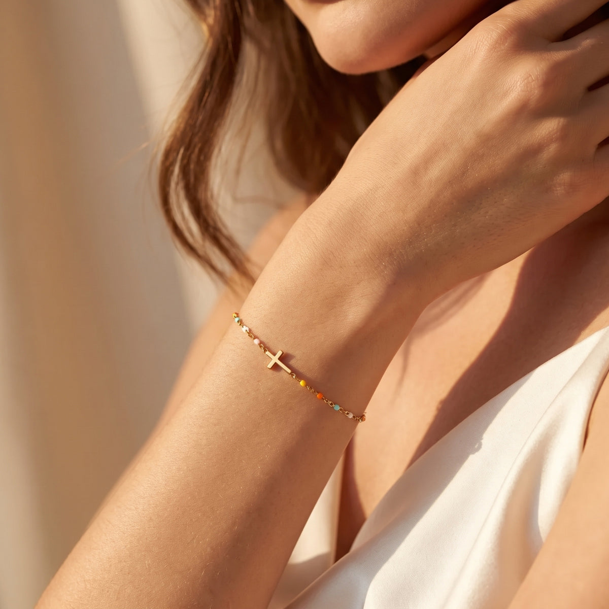 The Cross & Bead Station Bracelet