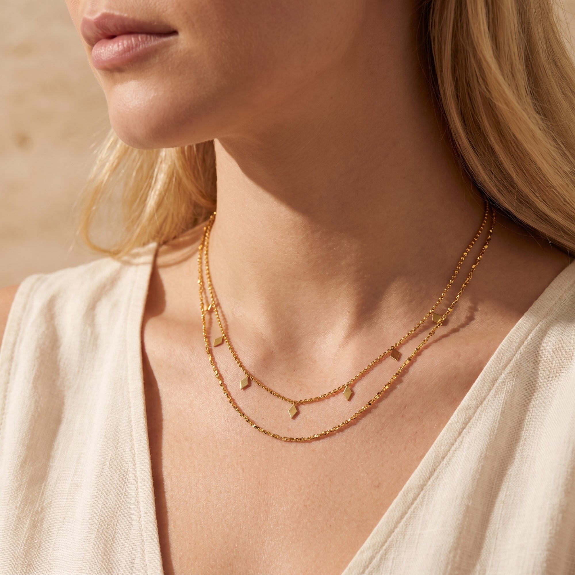 The Layered Rhombus Drop Necklace
