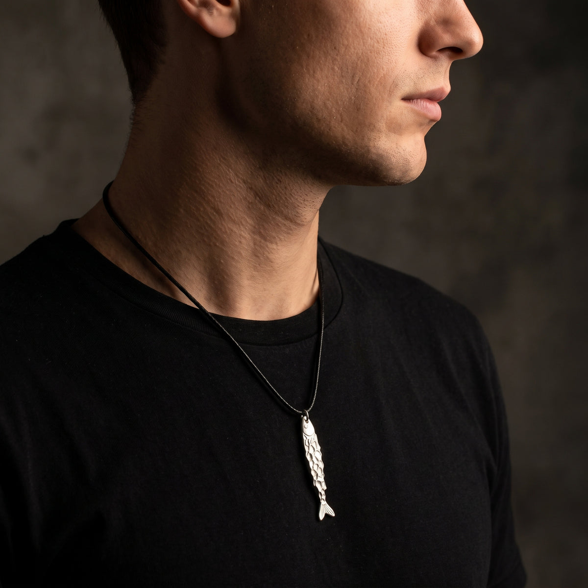 The Textured Fish Pendant Necklace