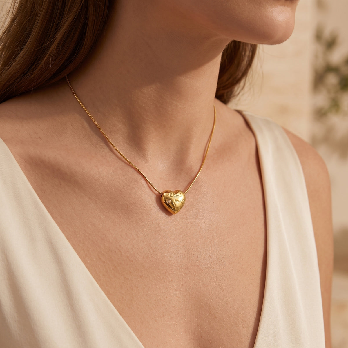 The Engraved Puffed Heart Necklace