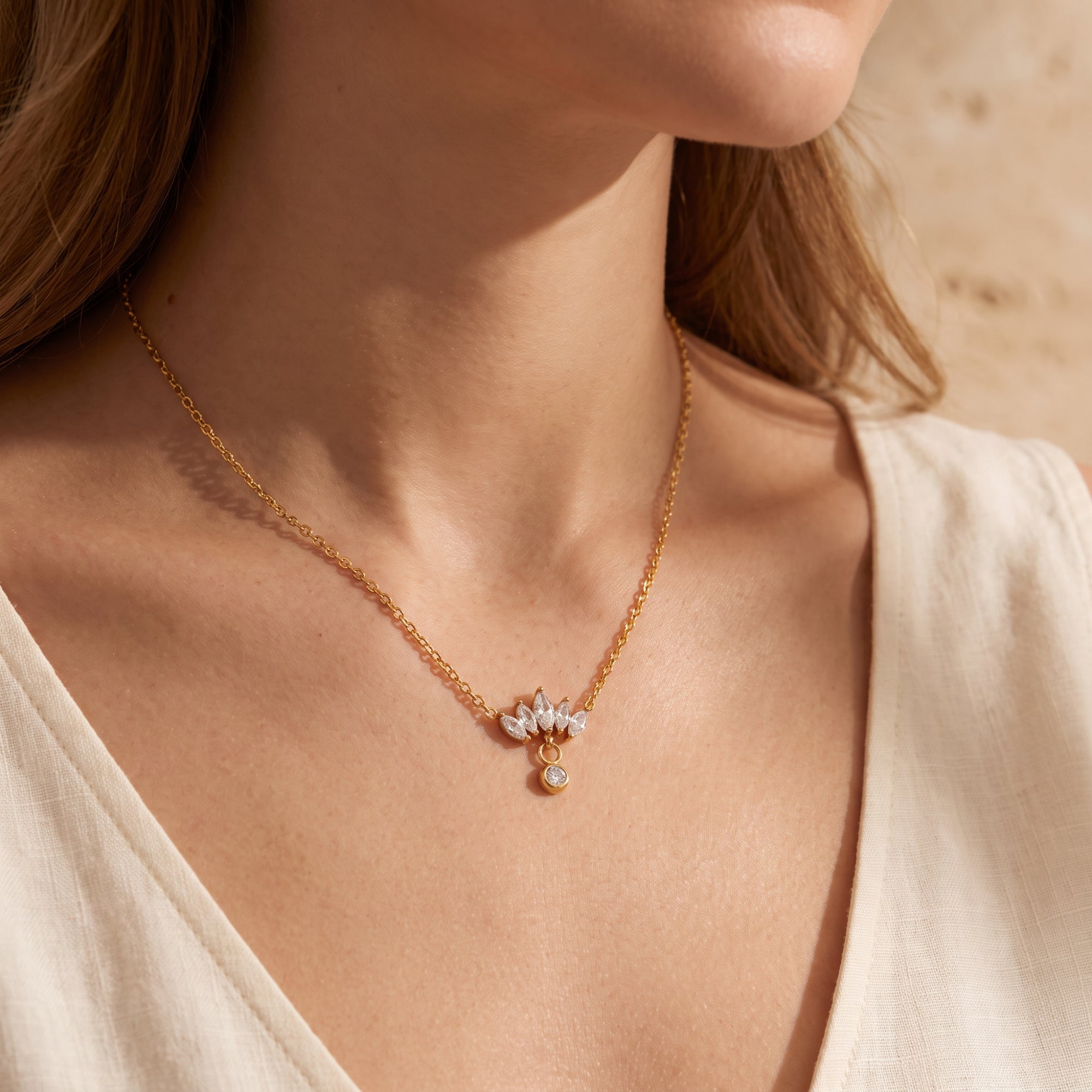 The Lotus Marquise Drop Necklace