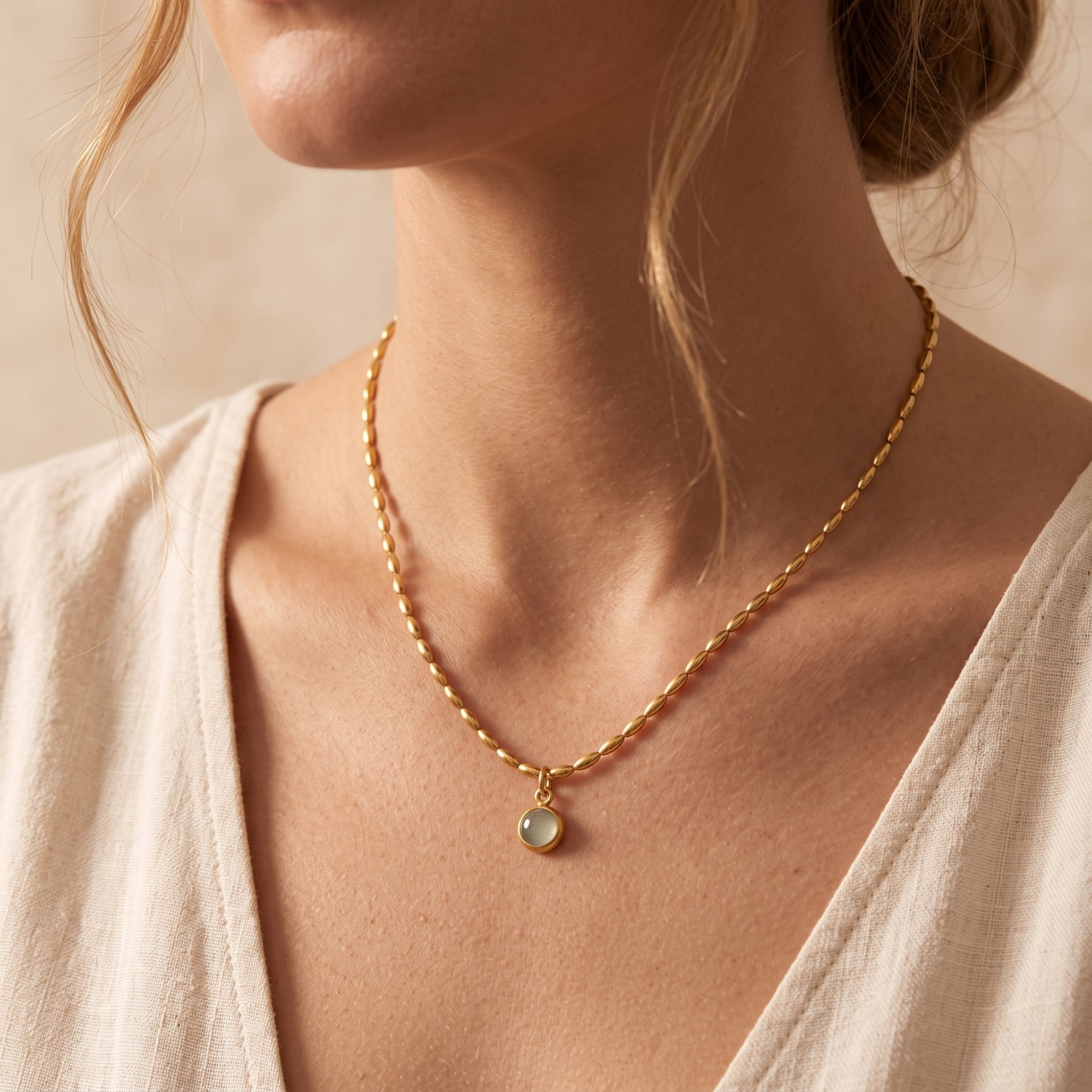 The Beaded Bezel Pendant Necklace