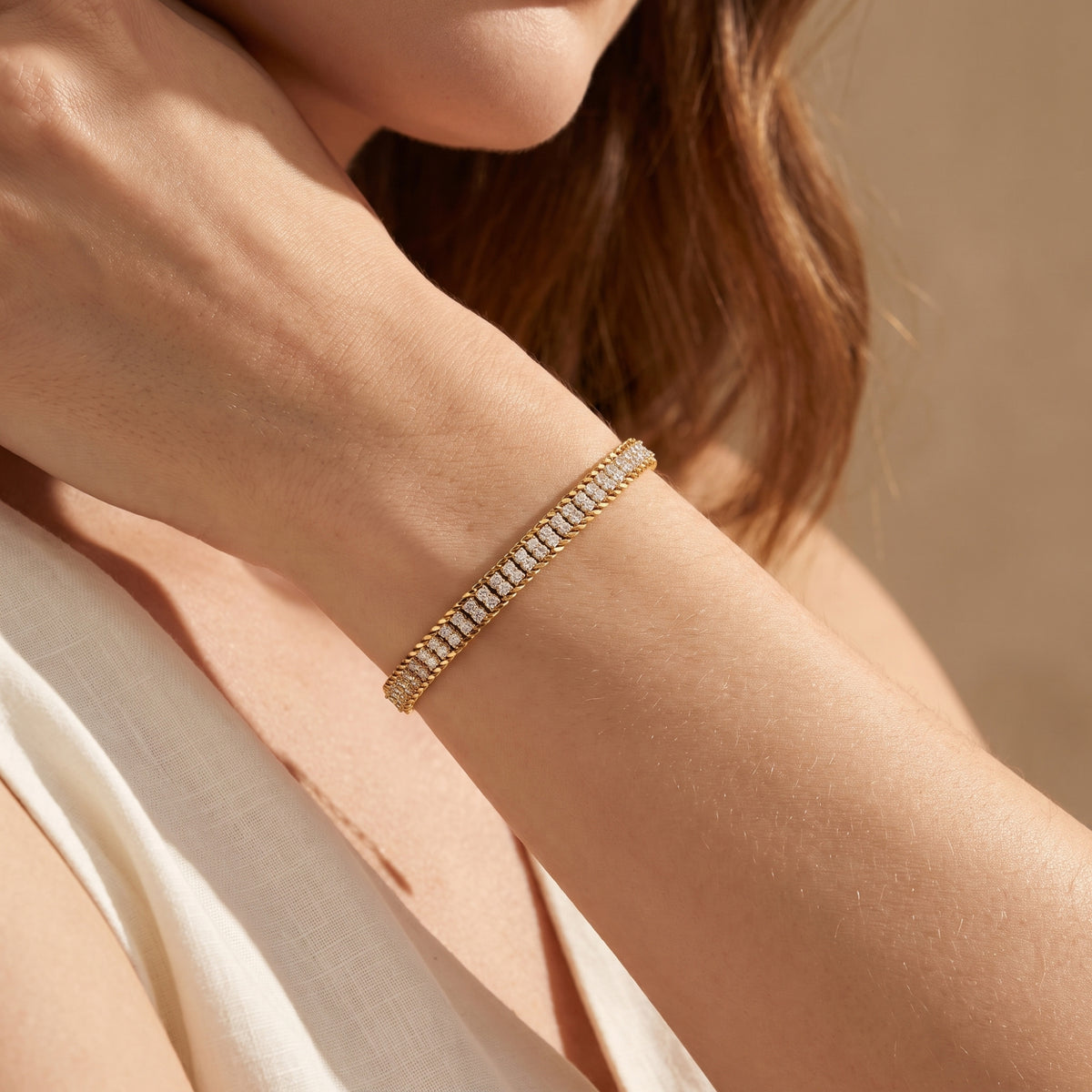 The Double-Row Pavé Link Bracelet