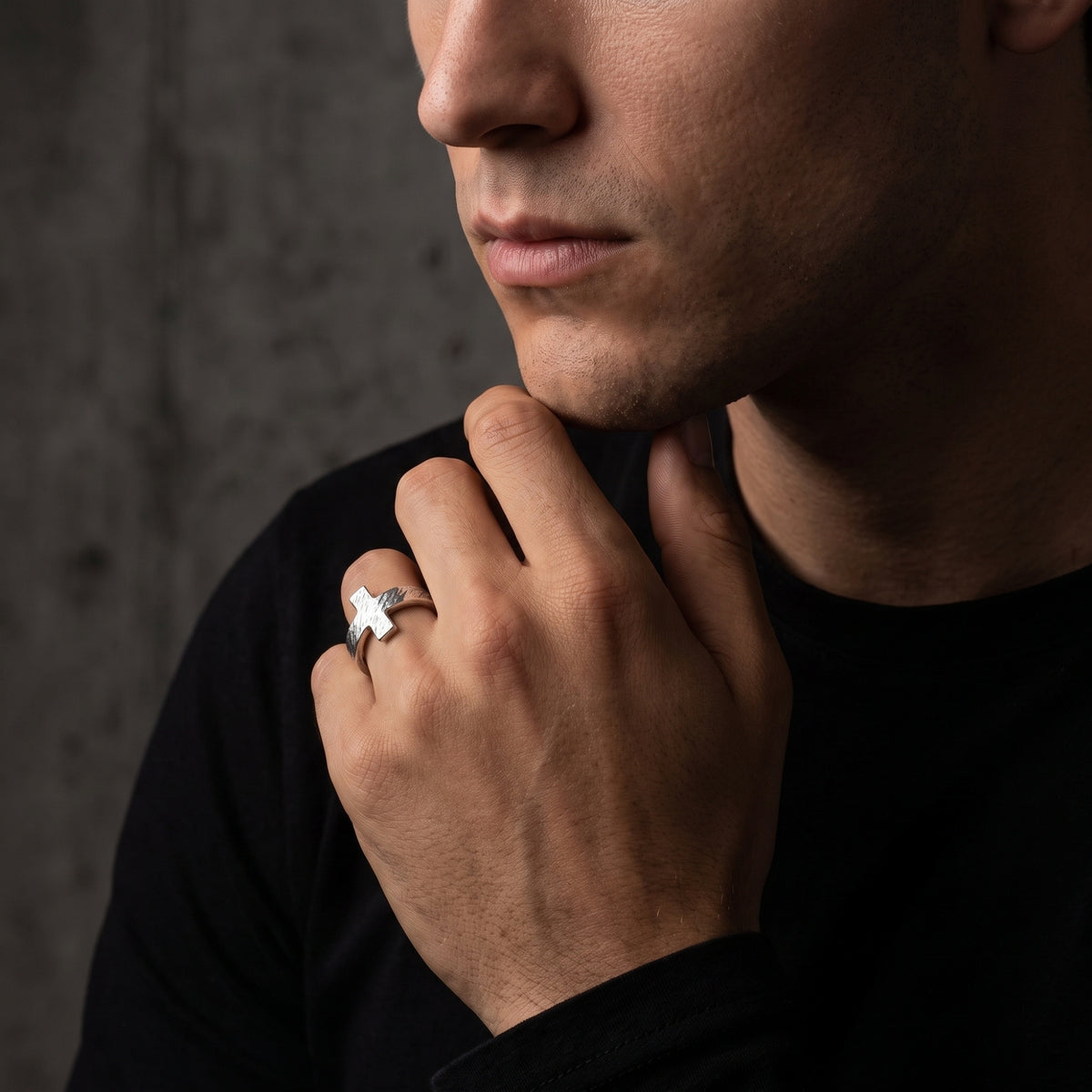 The Textured Cross Ring